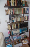 Large lot of books, shelf, and boxes