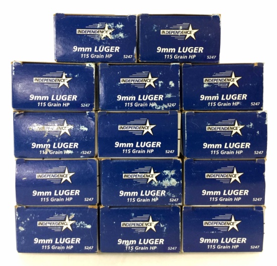 700 Rds. Independence 9mm Luger Ammo 115 Gr.