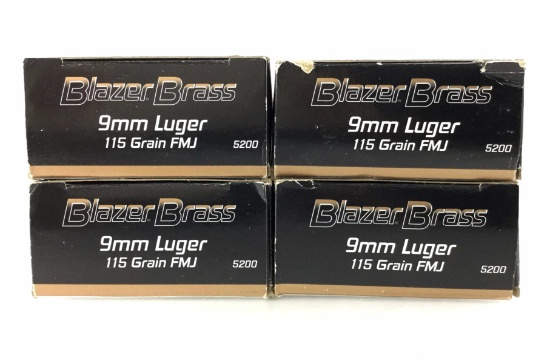 200 Rds. Blazer Brass 9mm 115 Gr. Ammo