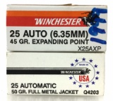 88 Rds. Winchester 25 Auto Ammo 45 Gr. & 50 Gr.