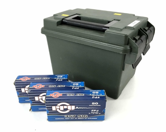 150 Rds. Ppu 357 Sig Ammunition & Ammo Box