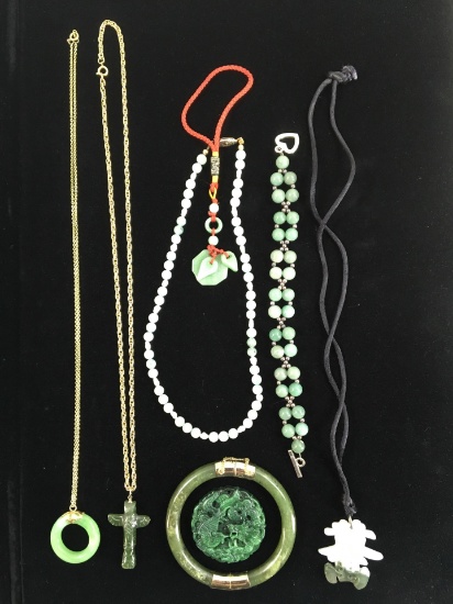 Jade & Carved Stone Pendants, Bracelets