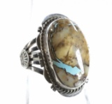 M.p. Signed Native American Silver Ring