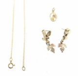 10k Black Hills Gold Earrings & Pendant