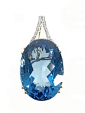Lorique 18k Blue Topaz & White Sapphire Pendant