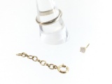 14k Yellow Gold Ring, Single Diamond Earring,