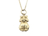14k Yellow Gold Cat Pendant & Necklace
