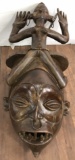 African Yaka Tribal Wood Carved Figural Mask