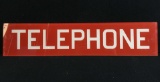 Vintage Reverse Painted Glass Telephone Booth Sign