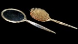 Sterling Silver Hand Mirror And Hair Brush