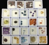 Assorted Gemstones In Protective Display Cases