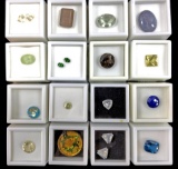 Assorted Gemstones In Protective Display Cases