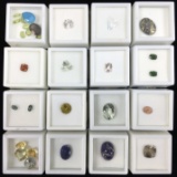 Assorted Gemstones In Protective Display Cases