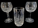 (3) Waterford Lismore Crystal Wine Glasses & Vase
