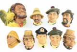 (9) 1964 Bossons Chalkware Character Heads