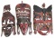 (3) Folk Art Style Wood Carved African Wall Masks