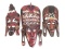 (3) Folk Art Style Wood Carved African Wall Masks