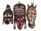 (3) Folk Art Style Wood Carved African Wall Masks