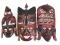 (3) Folk Art Style Wood Carved African Wall Masks