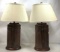 Pair Faux Alligator Leather Wrapped Table Lamps