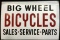 Vintage Big Wheel Bicycles Advertising Shop Sign