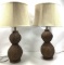 Pair Contemporary Style Metal Leaf Table Lamps