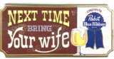 Vintage Wood Pabst Blue Ribbon Advertising Bar Sign