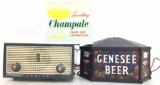 Zenith Radio W/ Champale & Genesee Beer Signs