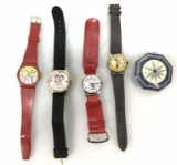 (5pc) Vintage Watches & Enamel Compact