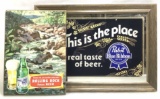 (2pc) Vintage Pabst Blue & Rolling Rock Signs