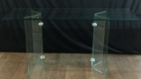 Modern Beveled Glass Top Console Table
