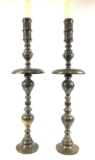 Pair Of Vintage Large Brass Candle Sticks