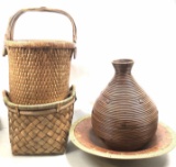 (4pc) Wicker Style African Home Decor