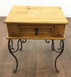 Rustic Mesquite & Iron End Table