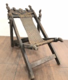 Vintage African Wood Carved Folding Chair