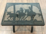 Laser Cut Western Style Glass Top Coffee Table