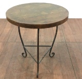 Rustic Copper Top End Table
