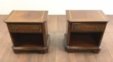 Pair Of Lane Virginia Distressed Wood Nightstands