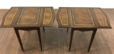Pair Vintage Leather Top Drop Leaf Tables