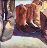 Kathleen Lack 'Boots I' Oil On Board