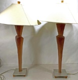 Pair Brown Resin Mold Southwest Style Lamps