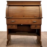 Antique Oak Roll Top Secretary