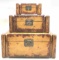 (3pc) Rustic Style Yellow & Red Storage Boxes