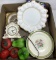 Dinner Plates, Desk Clock & Glass Art  Vegetables