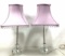 Pair Etched Glass Candlestick Table Lamps