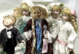 (7pc) Porcelain Dolls On Stands