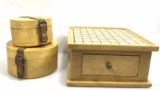 (3pc) Deco Yellow Chess Table Set & Containers