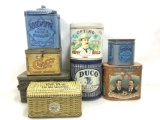 (8pc) Vintage Tin Jars With Lids