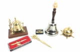 Brass Bell, Desk Bell, Dagger, Letter Opener