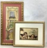 (2pc) Cherub Angels & Home Front Framed Prints